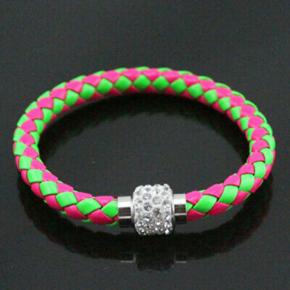 Leather Wrap Rhinestone Bracelet